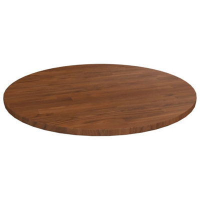 Round Table Top Dark Brown 50x1.5 cm Treated Solid Wood Oak