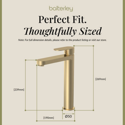 Round Tall Mono Basin Mixer Tap - Brushed Brass - 3