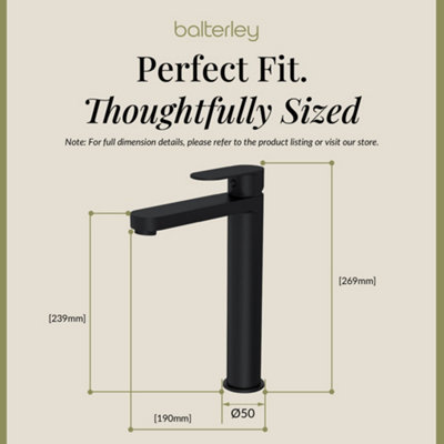 Round Tall Mono Basin Mixer Tap - Matt Black - 3