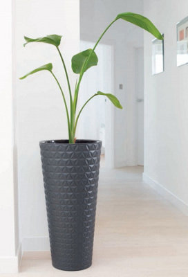 Round Tall Plant Pot Elegant Large Flower Indoor Outdoor Garden Planters Diamond Anthracite H 79cm x D 40cm