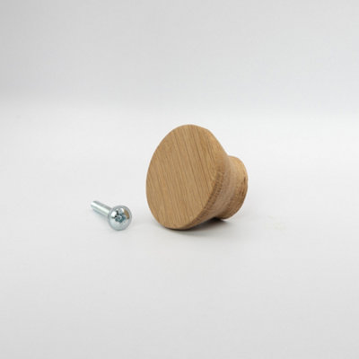 Round Tapered Oak Knob for Cabinet Doors and Drawers Dia 40mm