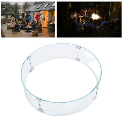 Round Tempered Glass Fire Pit Wind Guard - 650mm Diameter, 6mm Thick ...