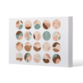 Round texture and floral icons in pastel colours (Canvas Print) / 152 x 101 x 4cm