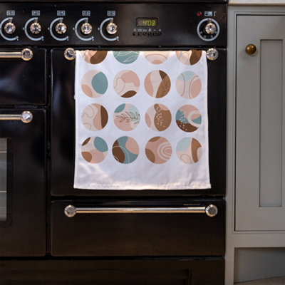 Round texture and floral icons in pastel colours (Kitchen Towel)