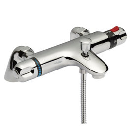 Round Thermostatic Deck Mounted Bath Shower Mixer Bar Valve Tap (Shower Kit Not Included) - Chrome - Balterley