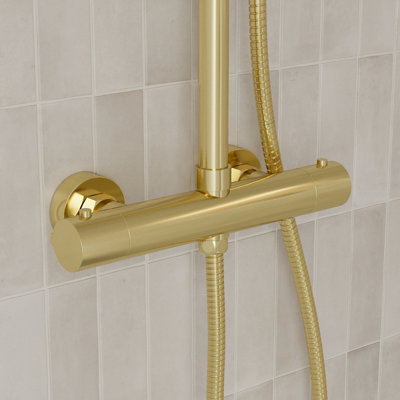 Round Thermostatic Shower Kit with Fixed Head & Adjustable