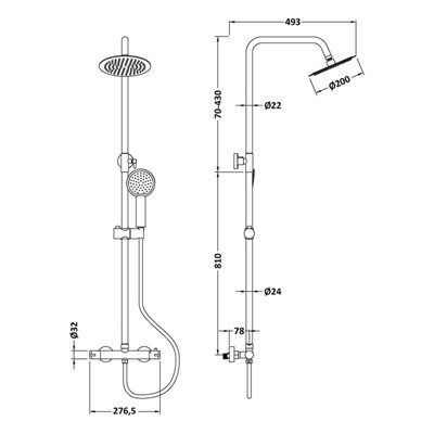 Round Thermostatic Shower Kit with Fixed Head & Adjustable Handset - Chrome - Balterley