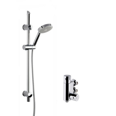 Round Thermostatic Vertical Bar Valve and Shower Slider Rail Kit DIY at B&Q