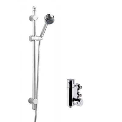 Round Thermostatic Vertical Bar Valve with Multi Function Handset Slide