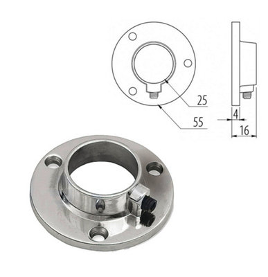 Round Tube Holder For Warobe Rail 25mm Chrome Set of 2