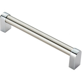 Round Tube Pull Handle 176 x 16mm 160mm Fixing Centres Satin Nickel & Chrome
