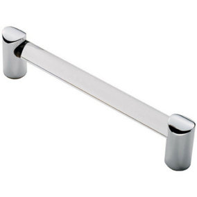 Round Tube Pull Handle 180 x 16mm 160mm Fixing Centres Clear & Chrome