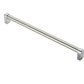 Round Tube Pull Handle 336 x 16mm 320mm Fixing Centres Satin Nickel & Chrome