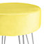Round Velvet Footstool - H40 x D35cm - Yellow/Silver