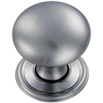 Round Victorian Cupboard Door Knob 32mm Dia Satin Chrome Cabinet Handle