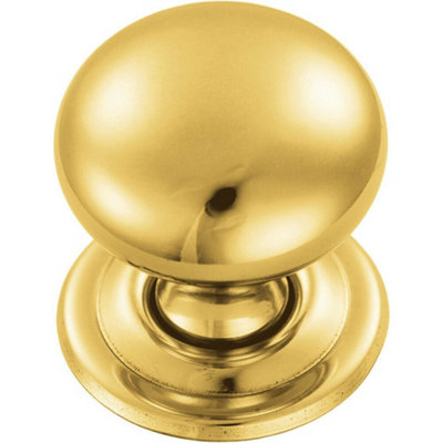 Round Victorian Cupboard Door Knob 38mm Dia Polished Brass Cabinet Handle