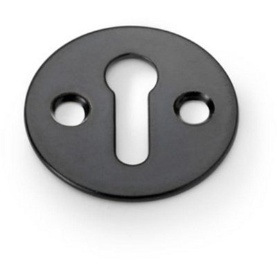 Round Victorian Standard Lock Profile Escutcheon - Polished Brass Door Key Plate