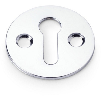Round Victorian Standard Lock Profile Escutcheon Polished Chrome Door Key Plate