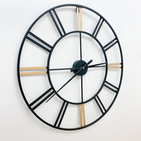 Round Wall Clock - L2 x W60 x H60 cm - Black/Brown