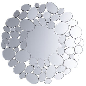 Round Wall Mirror 70 cm Silver LIMOGES