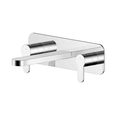 Round Wall Mount 3 Tap Hole Basin Mixer Tap & Back Plate - Chrome