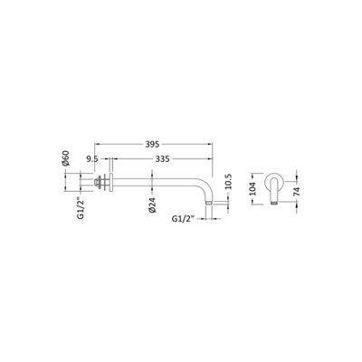 Round Wall Mount Shower Arm - 345mm - Brushed Pewter - Balterley