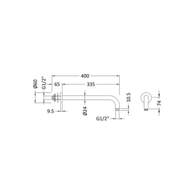 Round Wall Mount Shower Arm - 345mm - Chrome - Balterley