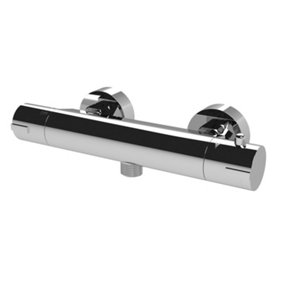Round Wall Mount Shower Thermostatic Bar Valve Tap (Kit Not Included) - Chrome - Balterley