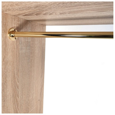 Round Wardrobe Rail Hanging Tube Pipe 1000mm Polished Gold Set with End Brackets