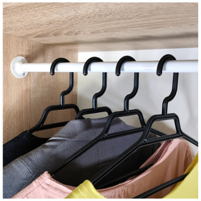 Round Wardrobe Rail Hanging Tube Pipe 1000mm White Set with End Brackets