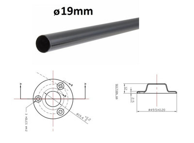 Round Wardrobe Rail Hanging Tube Pipe 1100mm Black Matt Set with End Brackets - 4