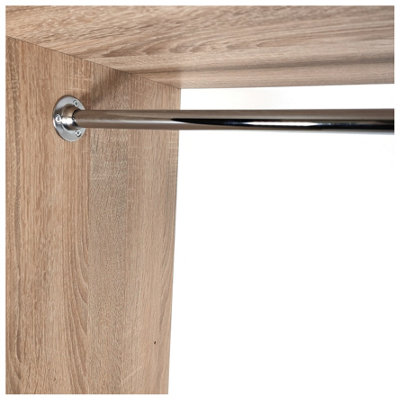 Round Wardrobe Rail Hanging Tube Pipe 1100mm Chrome Set with End Brackets