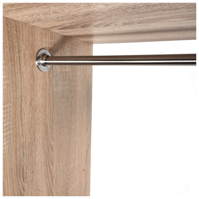 Round Wardrobe Rail Hanging Tube Pipe 1200mm Brushed Chrome Set with End Brackets