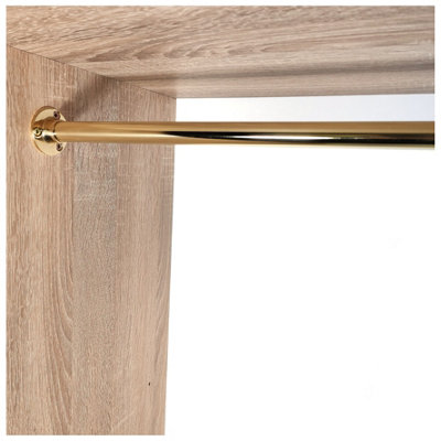 Round Wardrobe Rail Hanging Tube Pipe 1300mm Polished Gold Set with End Brackets