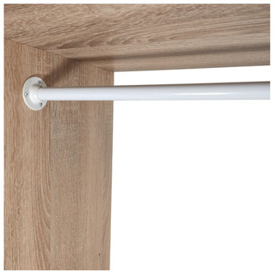 Round Wardrobe Rail Hanging Tube Pipe 500mm White Set with End Brackets