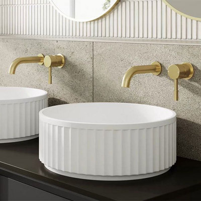 Round White Resin Vessel Washbowl, 400mm Durable White Resin, Modern Design, Easy to Clean, 5-Year Guarantee