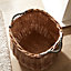 Round Wicker Fireside Kindling Basket Log Cradle Storage Bucket with Jute Hessian Lining