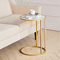 Round Wooden Coffee Table  with Metal Frame