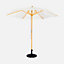 Round wooden parasol, straight pole, adjustable aluminium central mast, 300cm, white