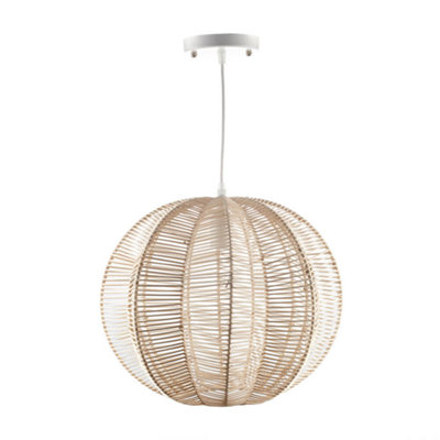 Round Woven Rattan Pendant Lamp - Small