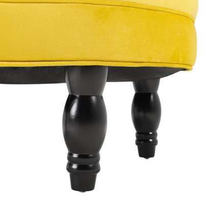 Round Yellow Velvet Upholstered Tufted Buttoned Foot Stool Dia 750 x H ...