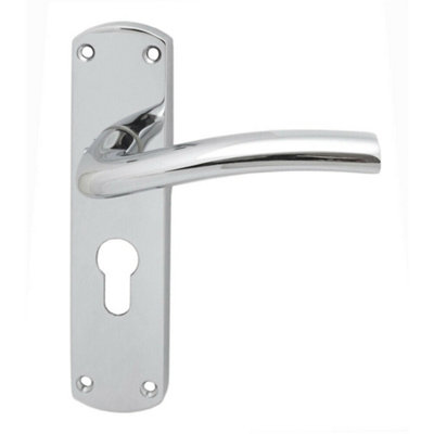 Rounded Curved Bar Handle on Euro Lock Backplate 170 x 42mm Polished Chrome Price Comparisons | Compare The Build