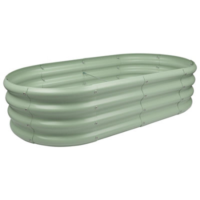 Rounded Galvanised Steel Raised Garden Bed - 120cm x 60cm - Green