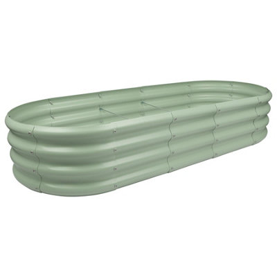 Rounded Galvanised Steel Raised Garden Bed - 180cm x 90cm - Green