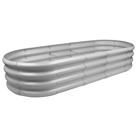 Rounded Galvanised Steel Raised Garden Bed - 180cm x 90cm - Silver