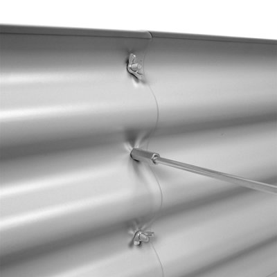 Rounded Galvanised Steel Raised Garden Bed - 180cm x 90cm - Silver - 5