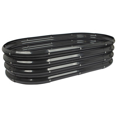 Rounded Galvanised Steel Raised Garden Beds - 120cm x 60cm - Anthracite - 2pc - 7