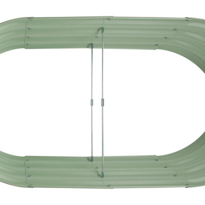 Rounded Galvanised Steel Raised Garden Beds - 120cm x 60cm - Green - 2pc - 6