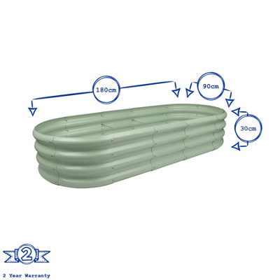 Rounded Galvanised Steel Raised Garden Beds - 180cm x 90cm - Anthracite - 2pc - 3
