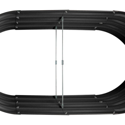 Rounded Galvanised Steel Raised Garden Beds - 180cm x 90cm - Anthracite - 2pc - 6